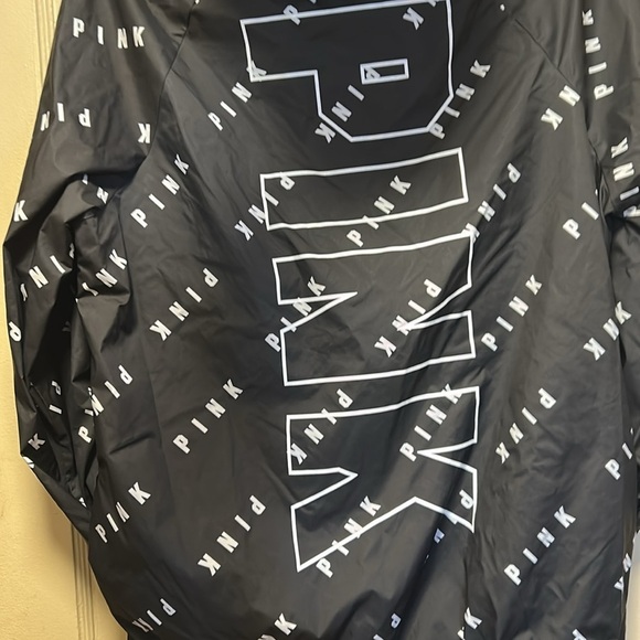 Women's Black Logo Hooded Pink Victorias Secret Windbreaker - Picture 4 of 4